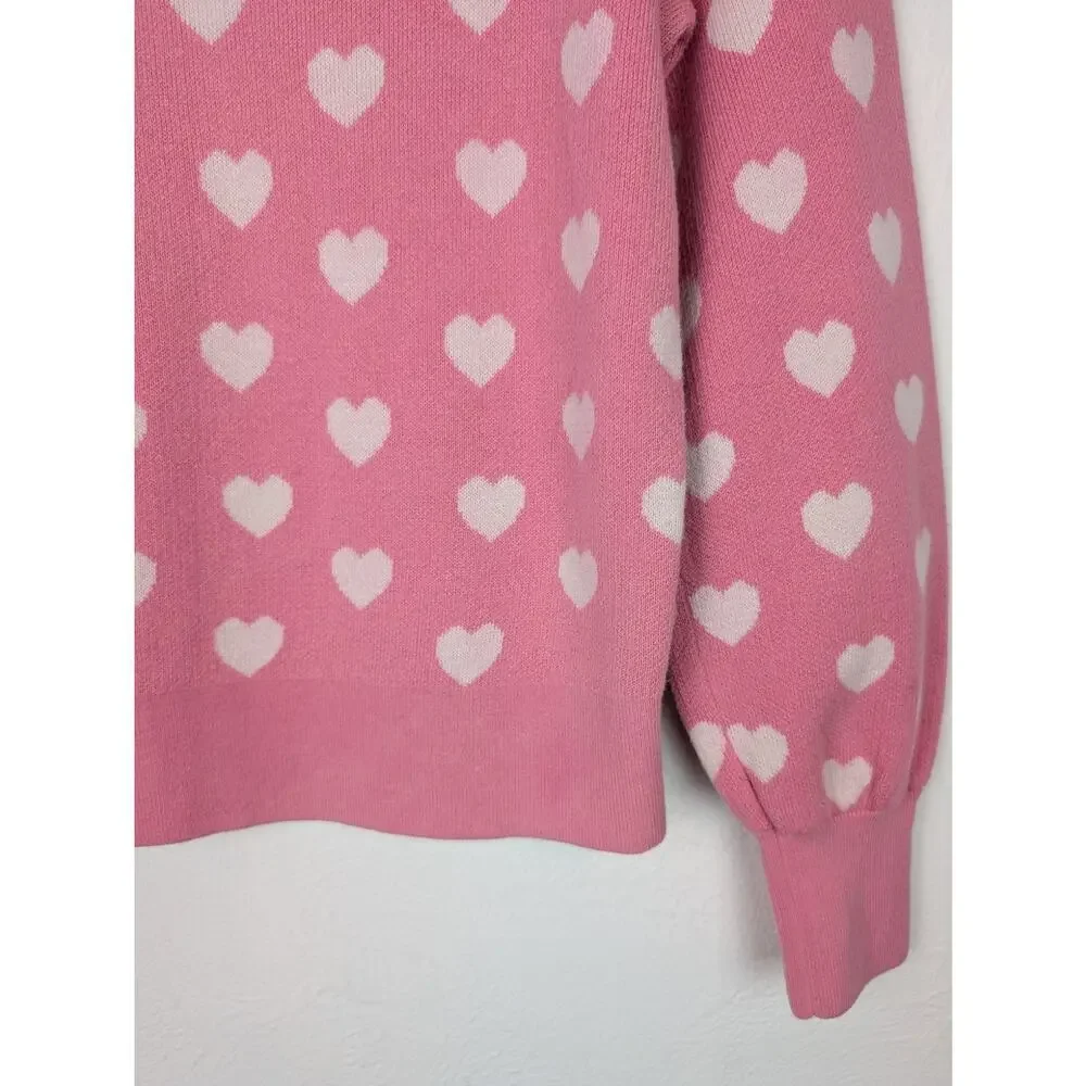Kate Spade Sweater Perfect Heart Rich Carnation Feminine Designer Pink Size XS